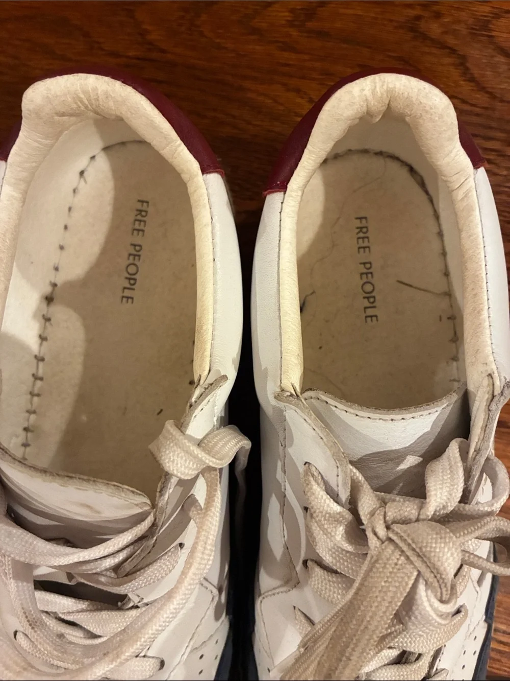 Free People Cream Espadrille Sneakers with Navy & Burgundy Accents
